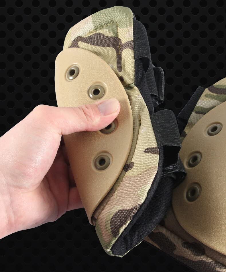 First to act tactical طقم واقيات الركبة والكوع التكتيكية العسكرية - واقيات حماية للركبة والكوع للعبة إيرسوفت - واقيات حماية للقتال - كرة الطلاء - التزلج - معدات السلامة للرياضات الخارجية (أسود - مجموعة من 4، M للبالغين) - Image 4